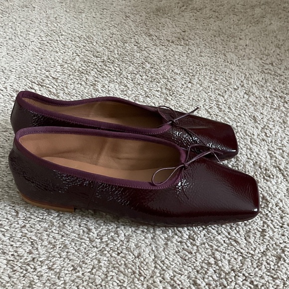 Mansur Gavriel Maroon Leather Flats - Picture 7 of 9